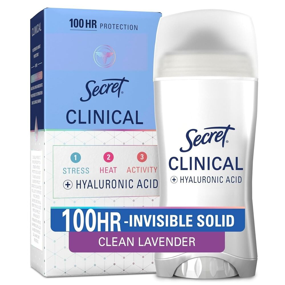 Secret Women's Clinical Strength 100HR Sweat Odor Deodorant Clean Lavender 2.6oz